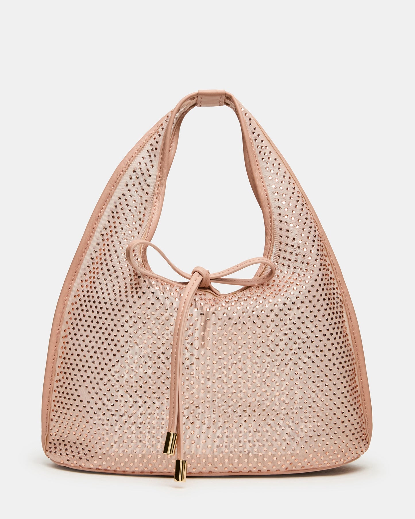 ANDRE Blush Rhinestone Mesh Bow Sheer Top Handle Handbag | Steve Madden
