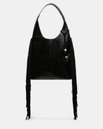 AUTUMN Fringe Bag Black Slouchy Hobo Suede Tote Handbag | Steve Madden