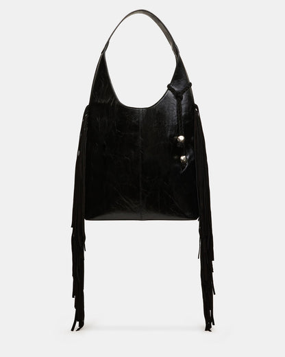 AUTUMN Fringe Bag Black Slouchy Hobo Suede Tote Handbag | Steve Madden