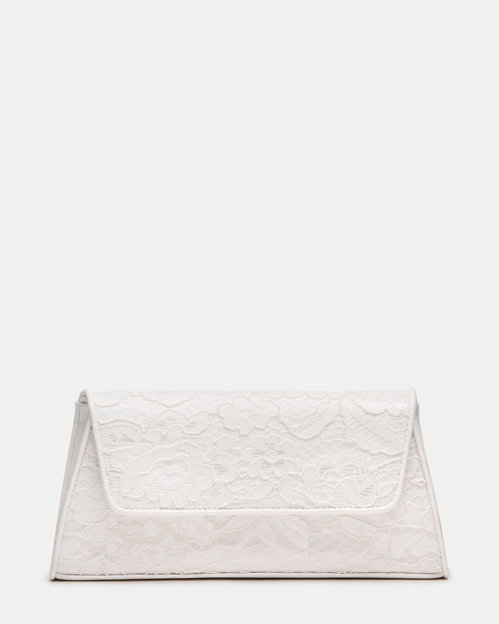 AVANT Bag White Lace French Binding Trapezoid Crossbody Clutch Handbag | Steve Madden