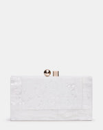 CAMILAA Bag White Geometric Pearlescent Minaudiere Crossbody Clutch Handbag | Steve Madden