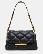 COLETTE Bag Black/Gold Quilted Chain Shoulder Handbag | Steve Madden