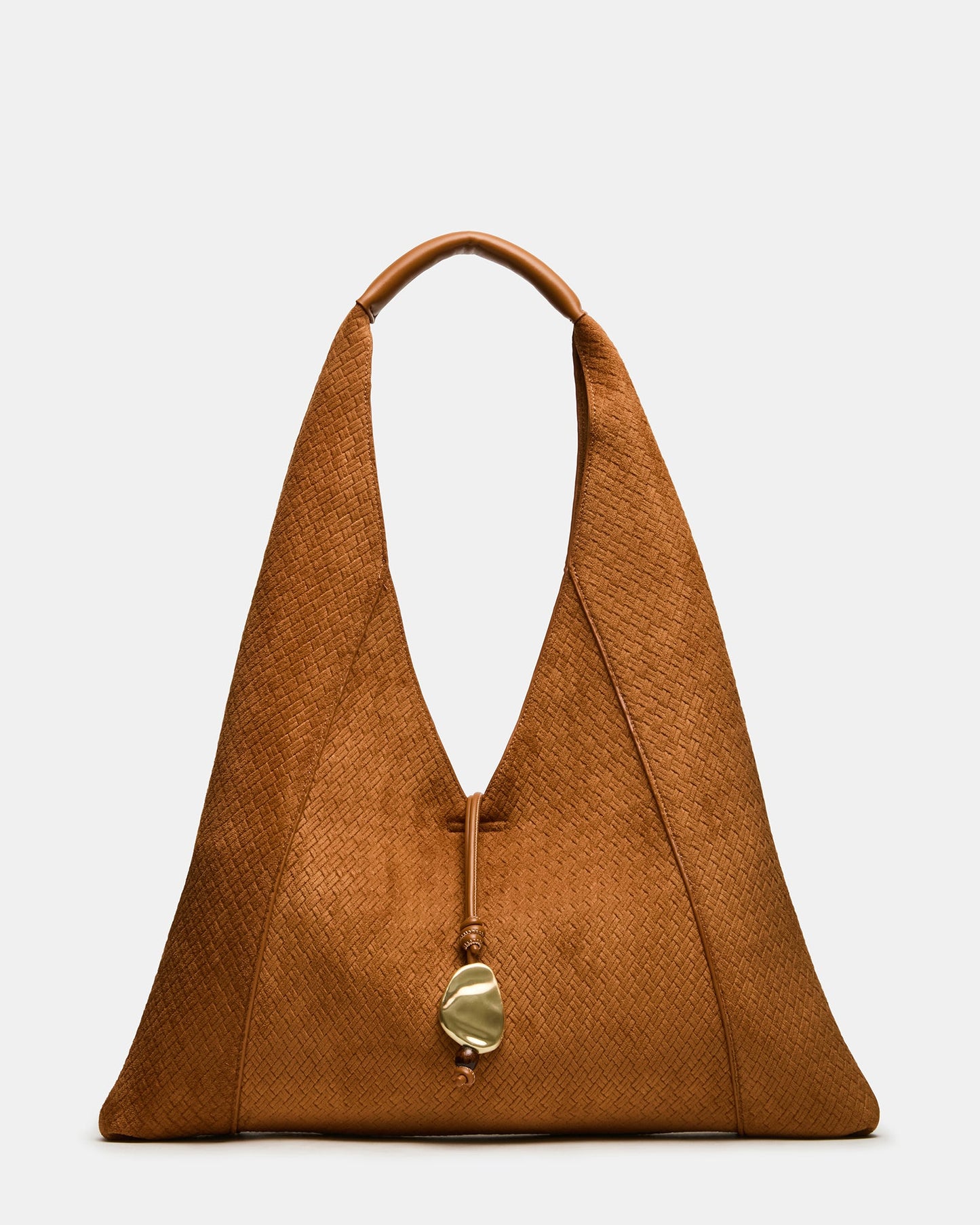 DARI Tobacco Hobo Microsuede Ornament Tote Handbag | Steve Madden