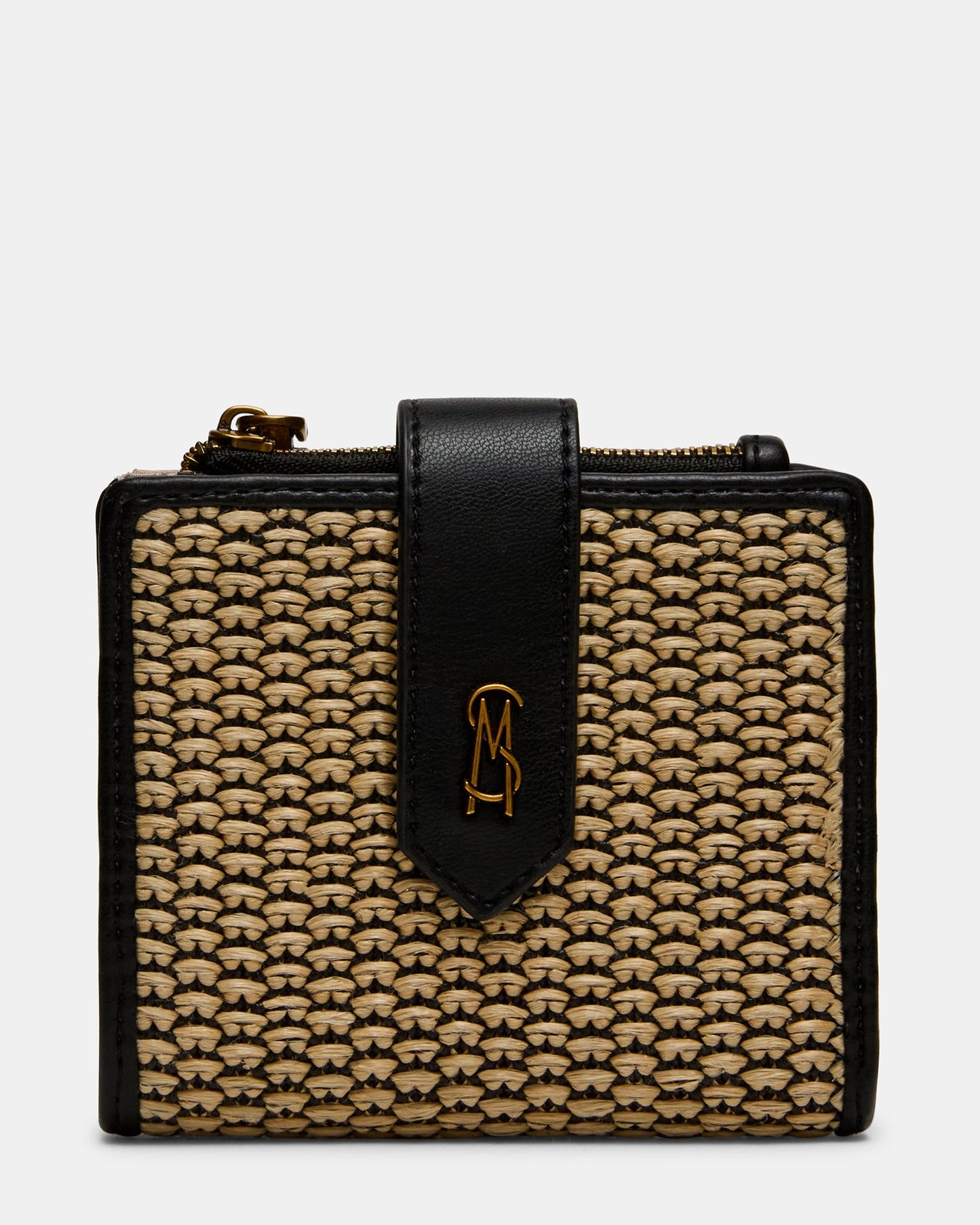 JEM STRAW Black Natural Bifold Wallet | Steve Madden