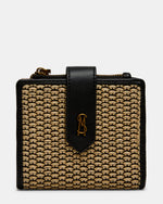 JEM STRAW Black Natural Bifold Wallet | Steve Madden