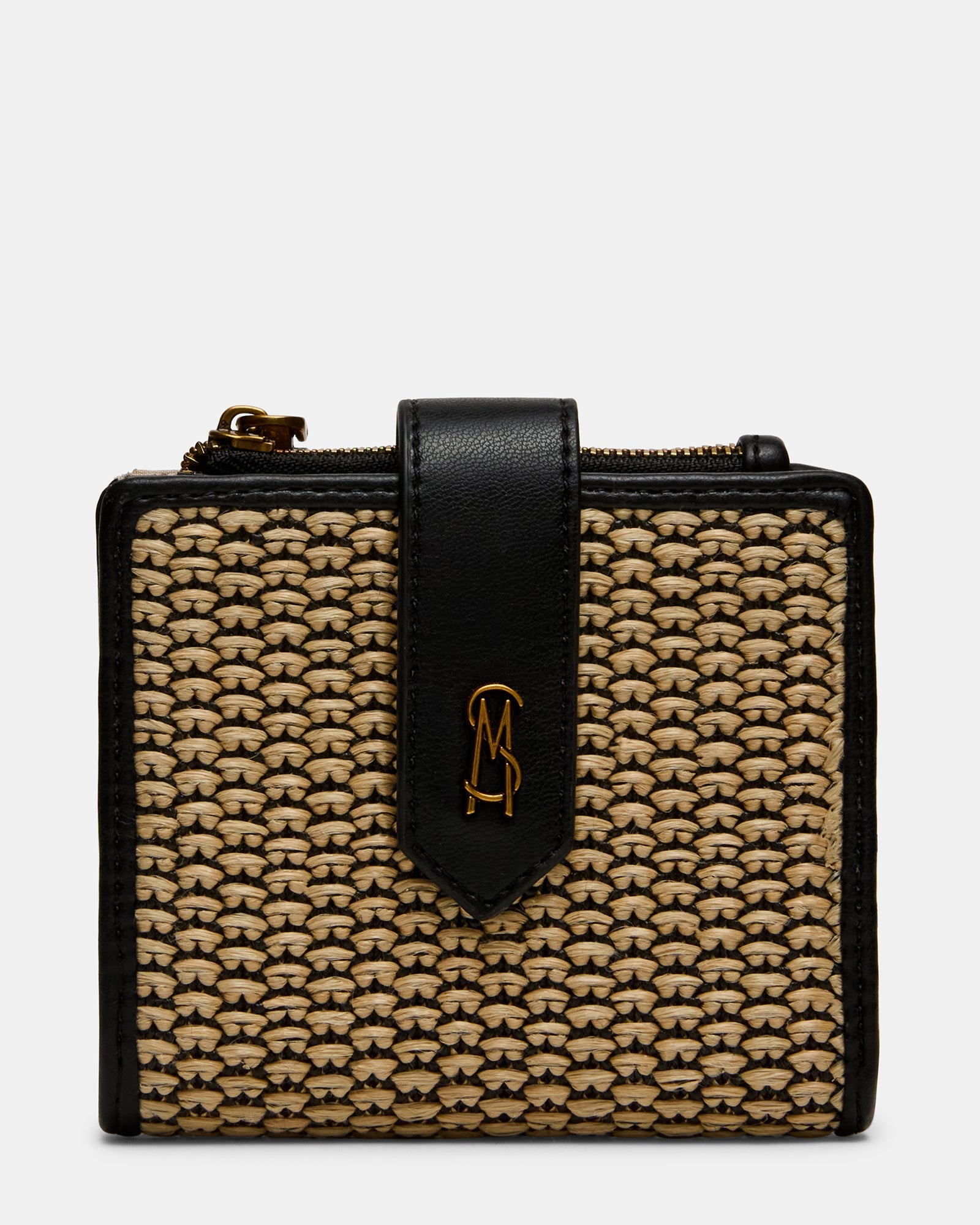 JEM STRAW Black Natural Bifold Wallet | Steve Madden