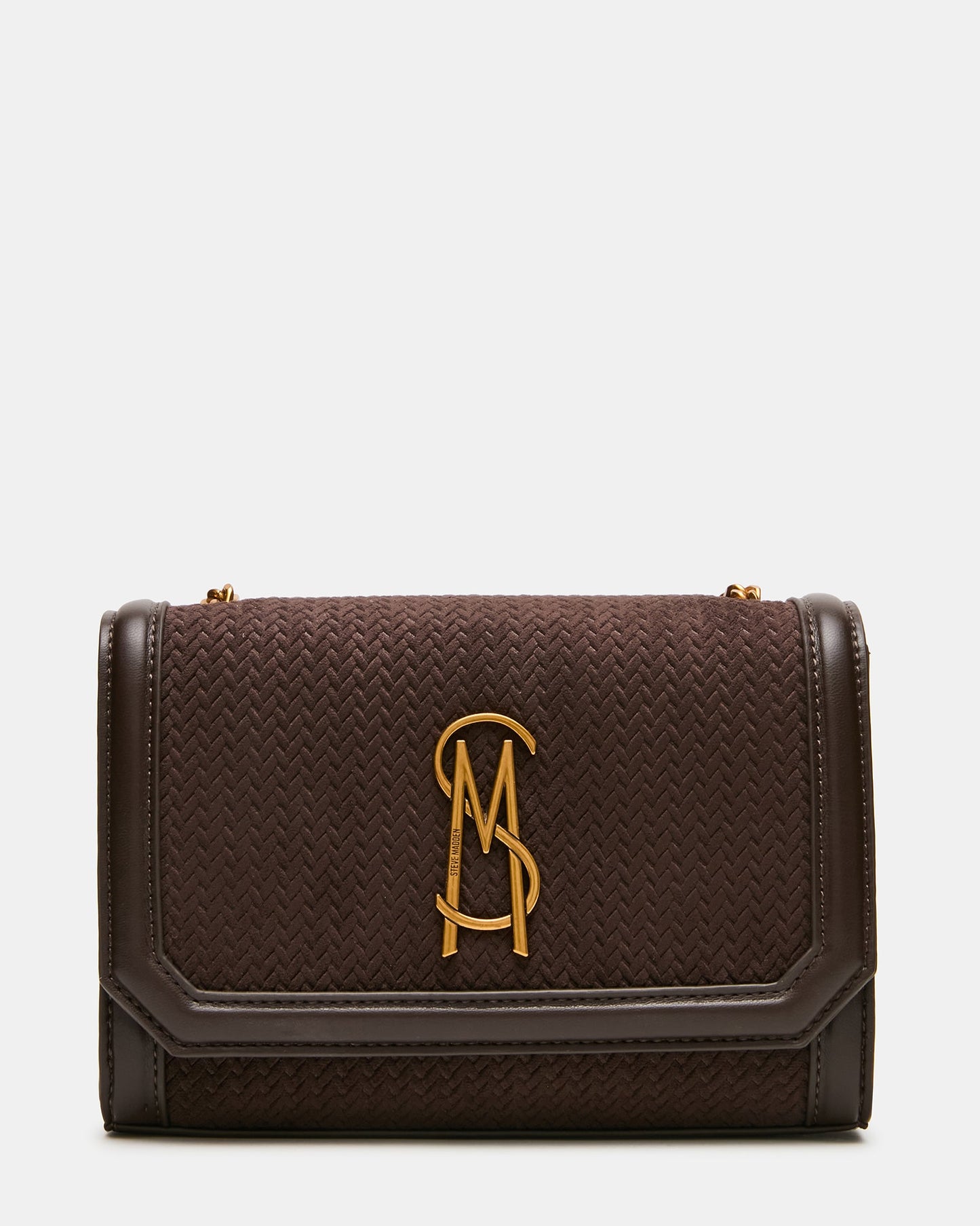LARISA Woven Chocolate Chain Crossbody Shoulder Strap Handbag | Steve Madden