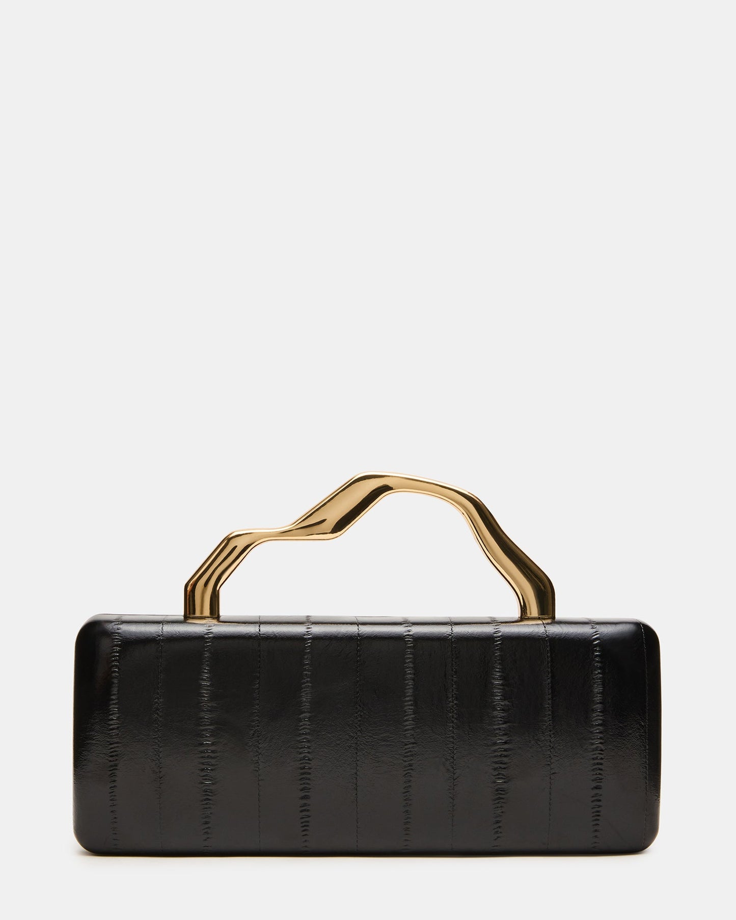 LEENA Bag Black Eel Wavy Metal Clutch Handbag | Steve Madden