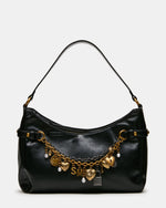 LIANNA Black Slouchy Bag Charms Shoulder Handbag | Steve Madden
