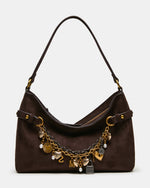 LIANNA Dark Chocolate Slouchy Bag Charms Shoulder Handbag | Steve Madden