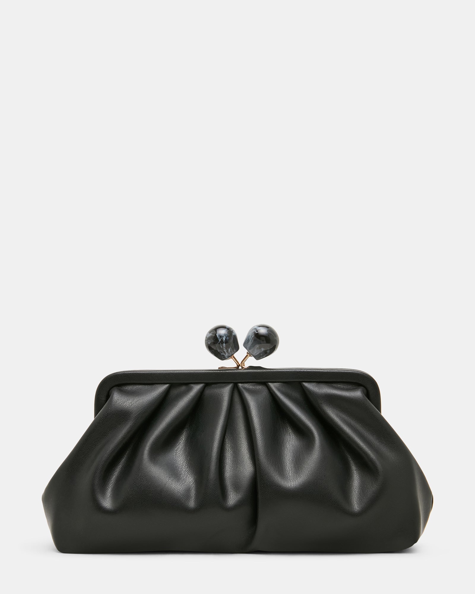 MARISOL Black Kiss-Lock Crossbody Clutch Handbag | Steve Madden
