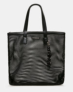 MISHA Black Mesh Beaded Bag Charm Tote Handbag | Steve Madden
