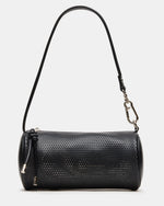 PRIYA Perforated Bag Black Mini Barrel Shoulder Handbag | Steve Madden