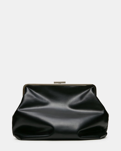 SEFINA Black Kiss-Lock Oversized Clutch Handbag | Steve Madden