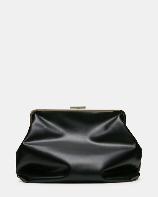 SEFINA Black Kiss-Lock Oversized Clutch Handbag | Steve Madden