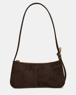 TANZIE Woven Chocolate Two-Tone Buckle Strap Shoulder Bag | Steve Madden