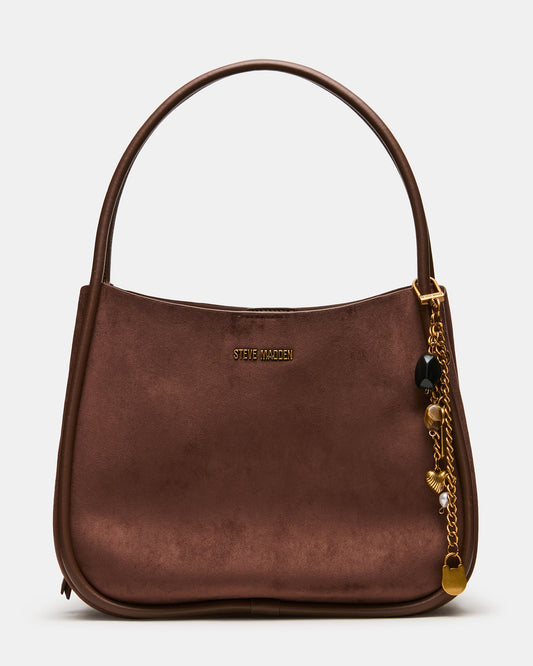 KRAVE Brown Tubular Straps Bag Charms Tote Handbag | Steve Madden