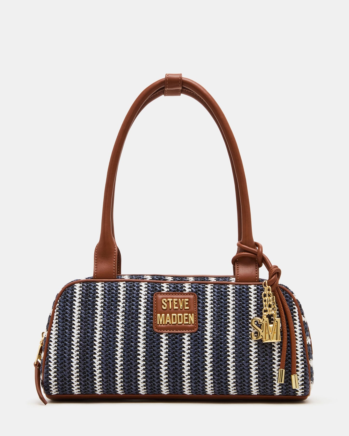 LAGUNE Bag Navy Multi Elongated Straw Shoulder Strap Handbag | Steve Madden