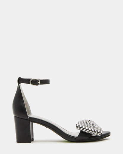 Kids' ABIGAL Black Rhinestone Embellised Block Heel Girls' Heel | Steve Madden