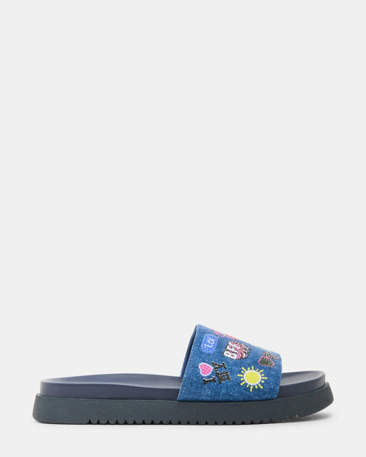 Kids' FIFII Denim Slide Footbed Sandal | Steve Madden