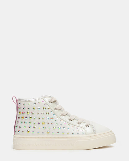 Kids' LAURISA White Multi High-Top Lace-Up Girls' Sneaker | Steve Madden