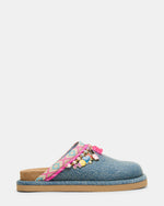 Kids' SLEIGH Denim Footbed Slip-On Girls' Flat | Steve Madden