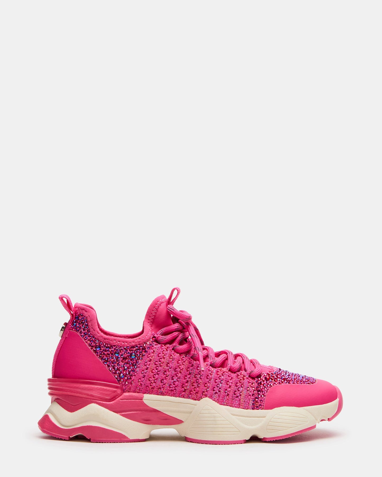 Kids' SOLACE Hot Pink Low-Top Lace-Up Knit Girls' Sneakers | Steve Madden