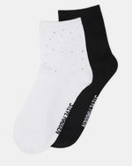 ICED Socks White/Black | Women's Rhinestone Embellished Anklet Socks | Steve Madden