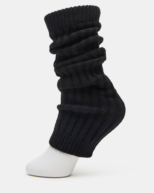 JAZZ LEGWARMERS Black Knit Ribbed Women's Legwarmer Socks | Steve Madden