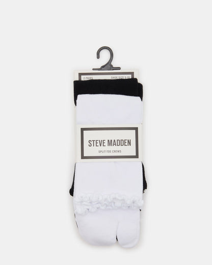 RIBBED SPLIT TOE SOCKS WHITE/BLACK