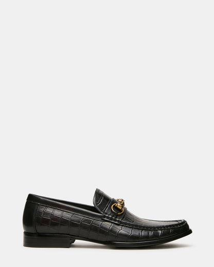 BROOKLYN Black Crocodile Horsebit Slip-On Men's Loafer | Steve Madden