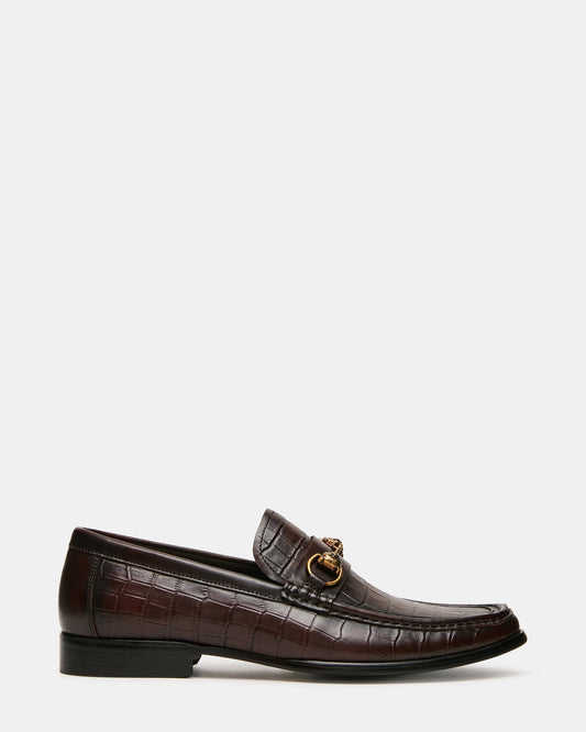 BROOKLYN Brown Crocodile Horsebit Slip-On Men's Loafer | Steve Madden