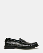 ENNIS Black Leather Western Stitched Scrunched Slip-On Men's Loafer | Steve Madden