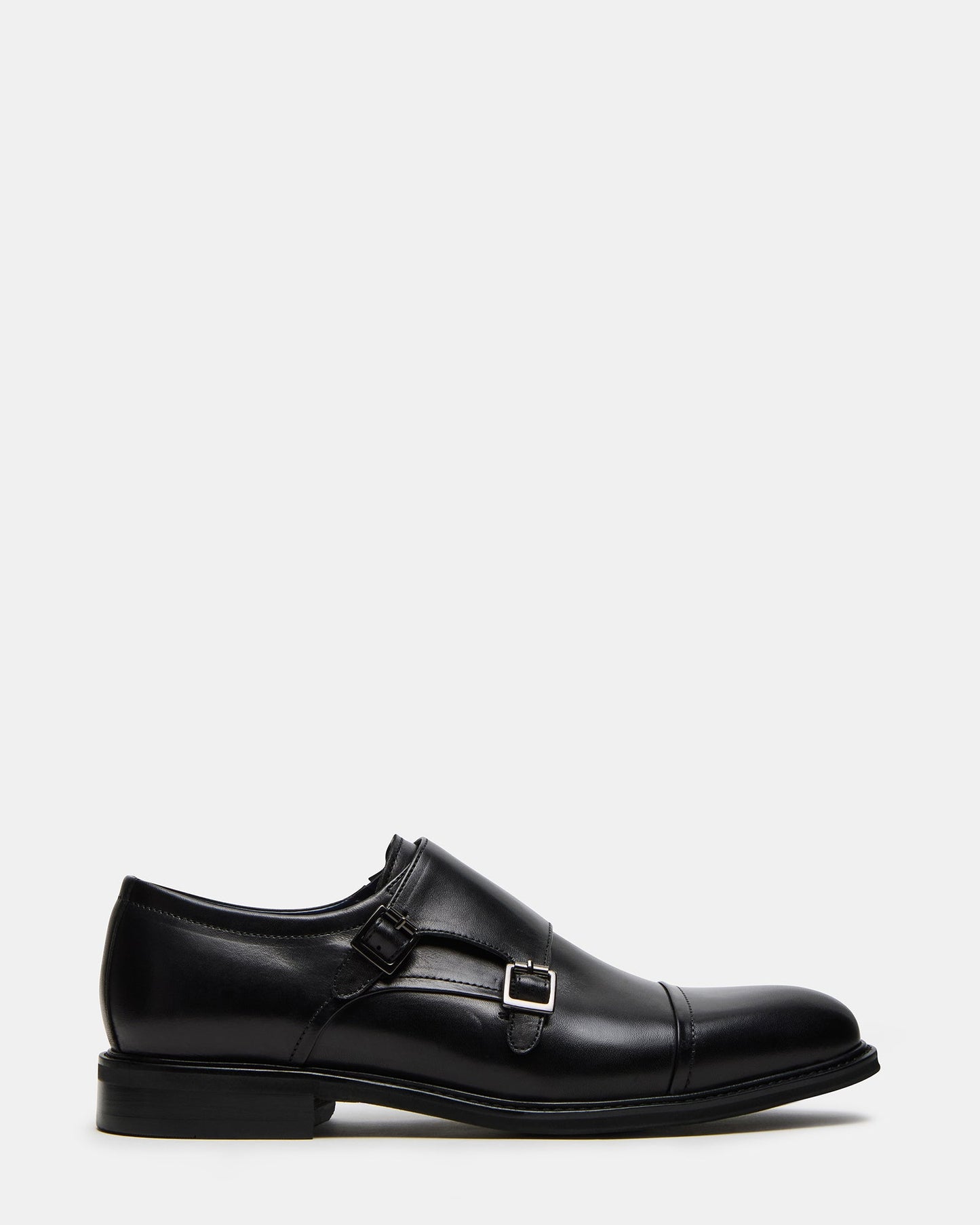 HARAN Black Leather Men's Buckle Strap Dress Shoe | Steve Madden