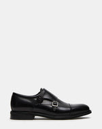 HARAN Black Leather Men's Buckle Strap Dress Shoe | Steve Madden