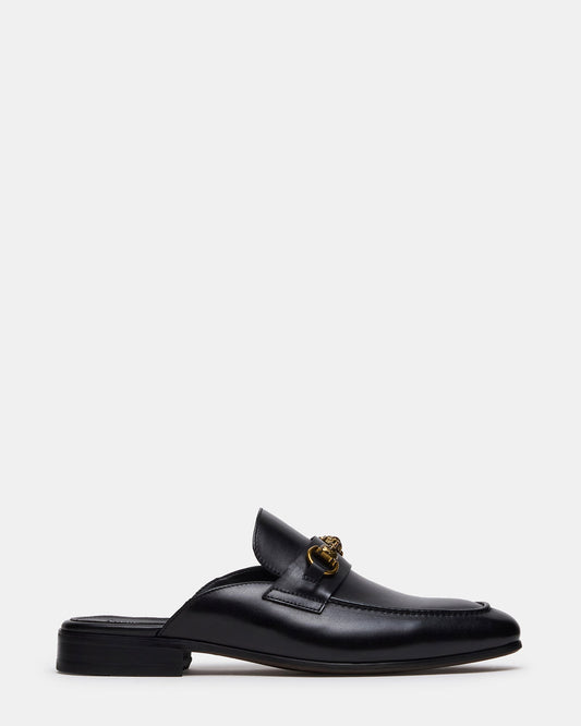 JOVIAN Black Leather Slip-On Mule Horsebit Buckle Men's Dress Shoe | Steve Madden