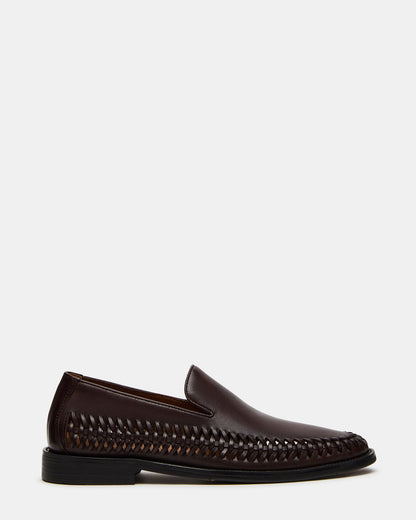 NAPOLI Brown Leather Slip-On Woven Men's Loafer | Steve Madden