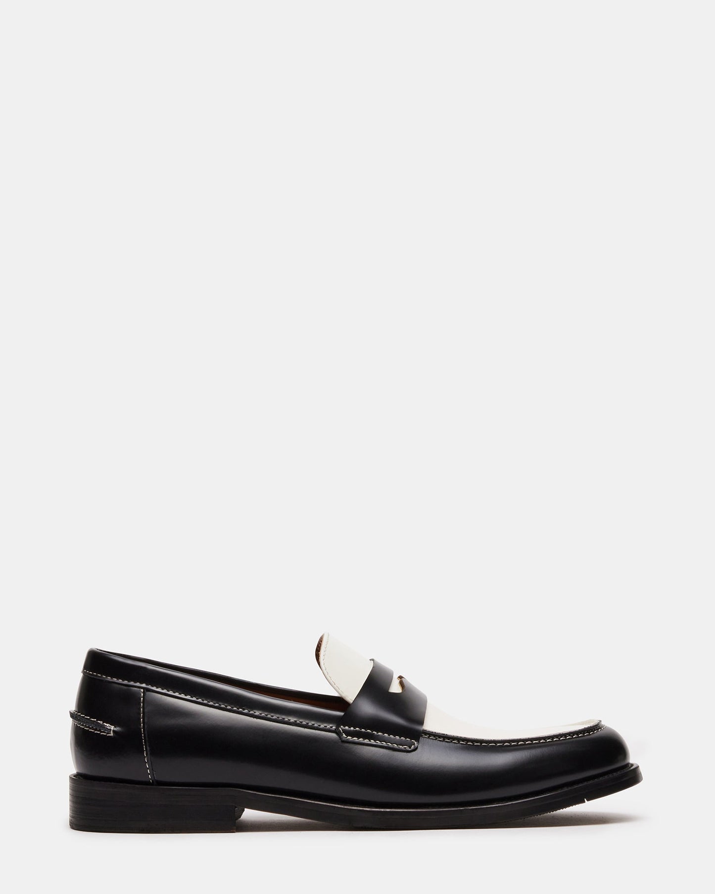 NATAN Black/ White Leather Men's Slip-On Dress Loafer | Steve Madden