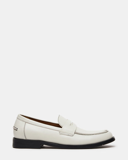 NATAN White Leather Slip-On Dress Men's Loafer | Steve Madden