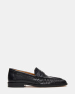 QUINCEY Black Leather Slip-On Men's Loafer | Steve Madden