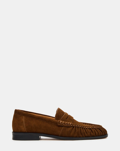 QUINCEY Chestnut Suede Slip-On Men's Loafer | Steve Madden