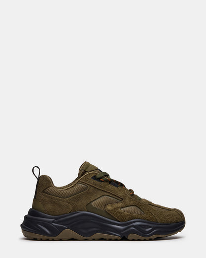 SHILOH Olive Multi Low-Top Lace-Up Chunky Men's Sneaker | Steve Madden