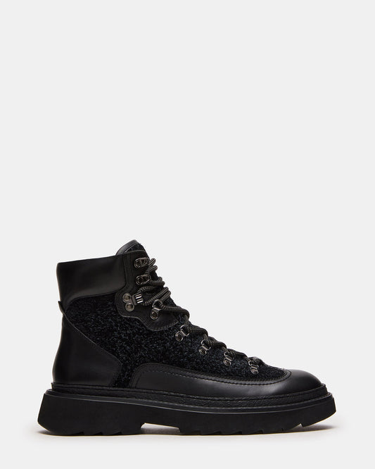 YOSEMITE Black Multi Lace-Up Lug Men's Ankle Boot | Steve Madden
