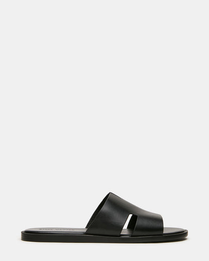 YUSSUF Black Leather Slide Men's Sandal | Steve Madden