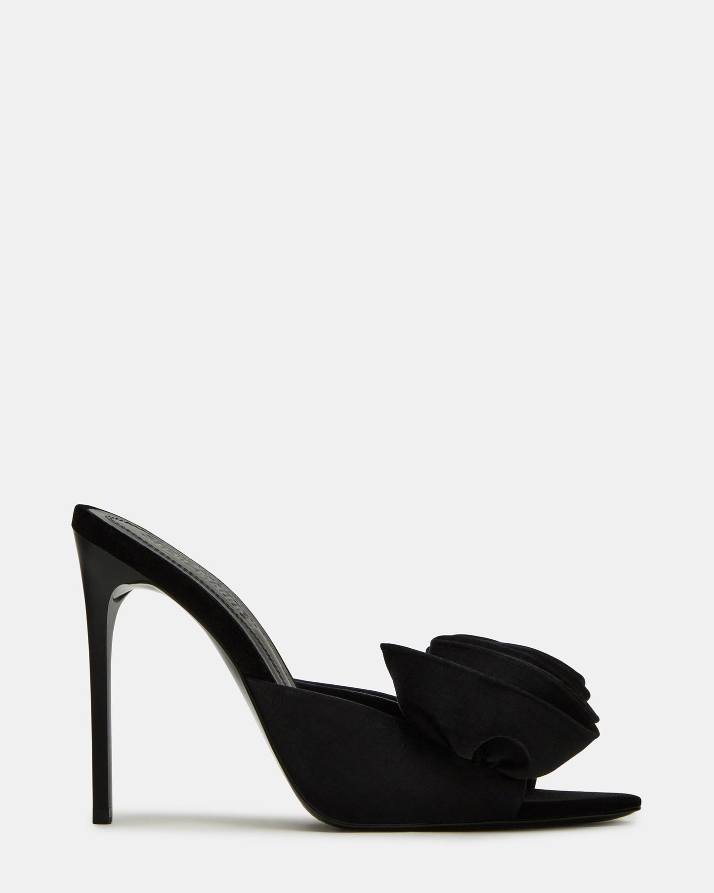 AFFINITY Black Satin Pointed-Toe Stiletto Mule Women's Heel | Steve Madden