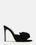 AFFINITY Black Satin Pointed-Toe Stiletto Mule Women's Heel | Steve Madden