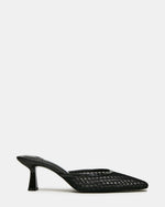 ALYSE Black Mesh Square-Toe Mule Women's Kitten Heel | Steve Madden