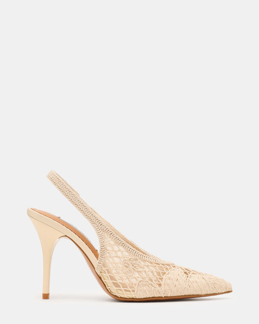 ANDROMEDA Crochet Bone Slingback Pointed-Toe Stiletto Pump Women's Heel | Steve Madden