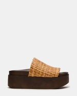 ARWEN Natural Raffia Platform Footbed Slide Chunky Women's Sandal | Steve Madden