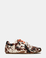 AZIEL Brown Cow Print Low-Top Lace-Up Women's Sneakers | Steve Madden